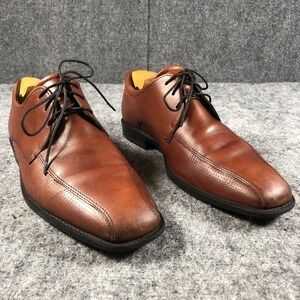 Ecco Shoes Mens Size 10.5 Brown Leather Dress Oxford Lace Up Shock Point Comfort